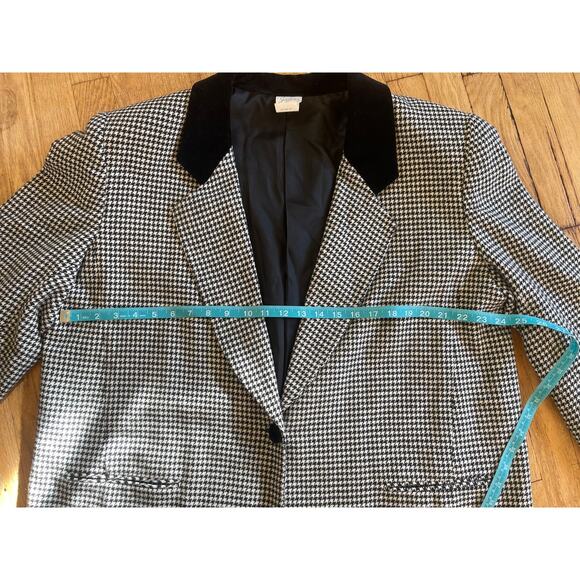 Jaclyn Smith Houndstooth Blazer Black Velvet Collar Office Comfort Womens 20 - Picture 4 of 9